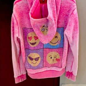 Hot Pink Sequin Emoji Sweatshirt - Kids Small